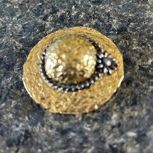 Two Tone Gold & Silver Gardening Sun Hat Premier Design Pin Brooch Hat On A Hat
